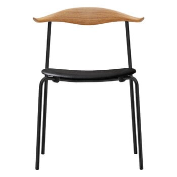 Carl Hansen & Søn CH88P Stuhl, Schwarzer Stahl, Schwarzes Leder, Geölte Eiche