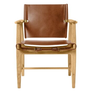 Carl Hansen & Søn Sedia BM1106 Huntsman, rovere oliato - pelle cognac - ottone