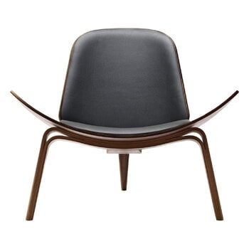 Carl Hansen & Søn CH07 Shell lounge chair, oiled walnut - black leather Thor 301