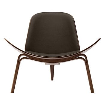 Fauteuils, Fauteuil CH07 Shell, noyer huilé - cuir marron foncé Thor 377, Noir