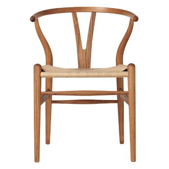 Sedie da pranzo, Sedia CH24 Wishbone, teak oliato - filo naturale, Marrone