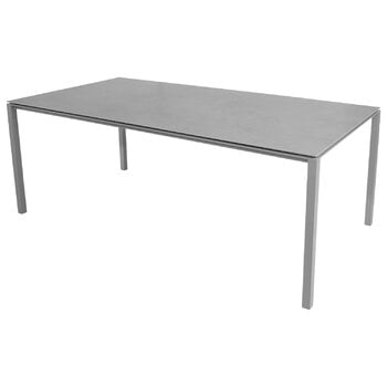 Tavoli da patio, Tavolo da pranzo Pure, 200x100cm, grigio chiaro-ceramica cemento, Grigio