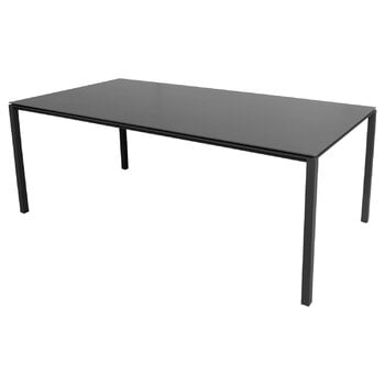 Patio tables, Pure dining table, 200 x 100 cm, lava grey - Nero black ceramic, Black