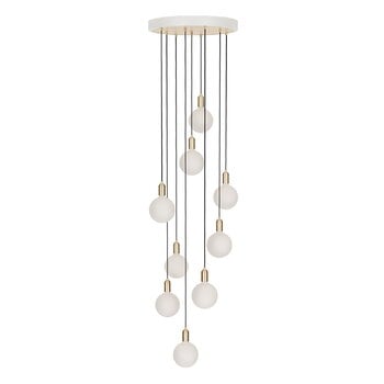 Lampade a sospensione, Lampada a sospensione Brass Nine con lampadine Sphere IV, Bianco