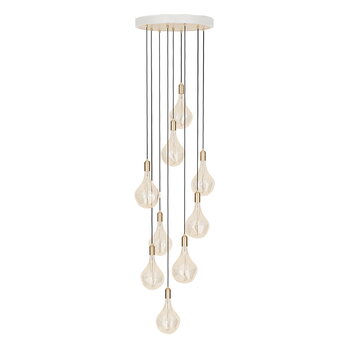 Pendant lamps, Brass Nine pendant with Voronoi II bulbs, White