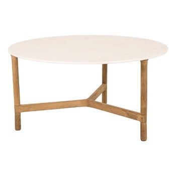 Cane-line Twist coffee table, diam. 90 cm, teak - travertine look