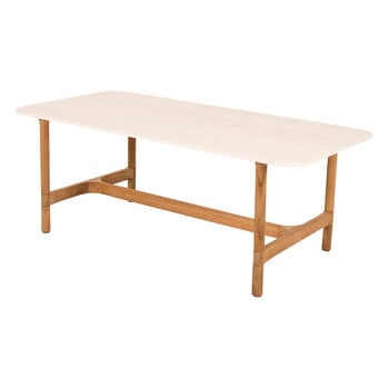 Patio tables, Twist coffee table, 120 x 60 cm, teak - travertine look, White