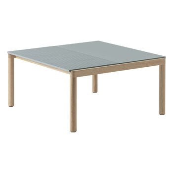 Muuto Couple coffee table, 80 x 84 cm, plain/wavy, pale blue - oak, product image