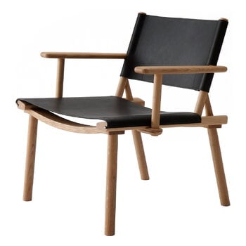 Nikari December Lounge chair with armrests, oak - black leather
