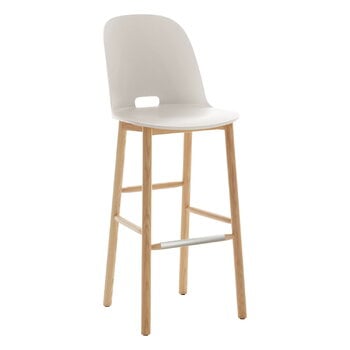 Emeco Tabouret de bar Alfi, dossier haut, blanc - frêne naturel