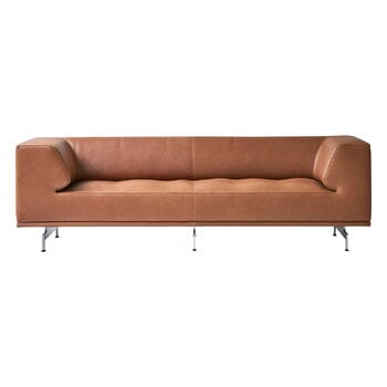 Fredericia Delphi 2-istuttava sohva, harj. alumiini - konjakki nahka Max 95
