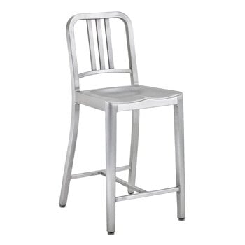 Emeco 1006 Navy counter stool, brushed aluminium, product image