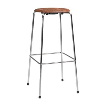 Bar stools & chairs, High Dot bar stool, 76 cm, chrome - walnut veneer, Brown
