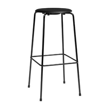 Fritz Hansen High Dot bar stool, 76 cm, black - black leather