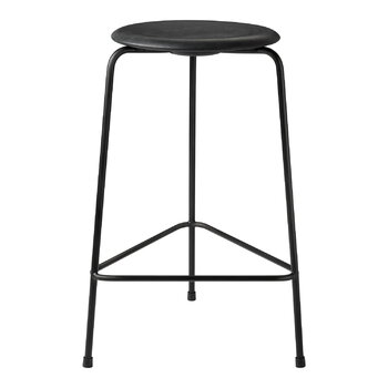 Fritz Hansen High Dot bar stool, 76 cm, black - black leather