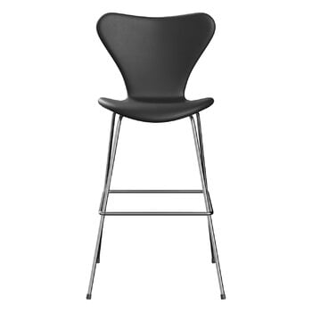 Fritz Hansen Series 7 3197 bar stool, chrome - Essential black leather