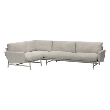 Fritz Hansen PL114 Lissoni corner sofa, left, matt polished steel -Clay 0012