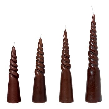 Candles, Twisted candle, 4 pcs, brown, Brown