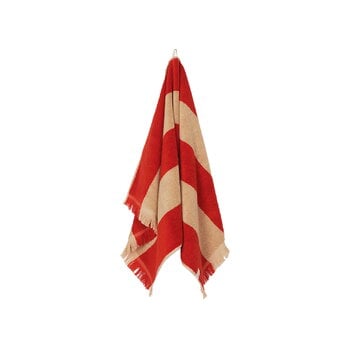 ferm LIVING Alee handduk, 50 x 100 cm, beige - röd
