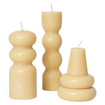ferm LIVING Torno candles, set of 3, pale yellow