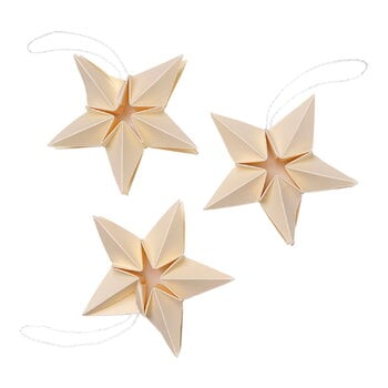 Holiday decorations, Amanda paper star ornament, set of 3, off-white, White