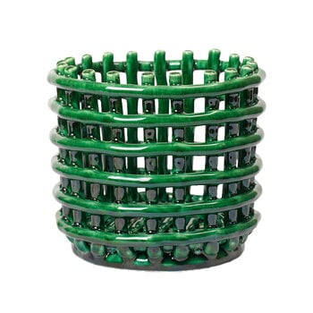 ferm LIVING Ceramic basket, small, emerald green