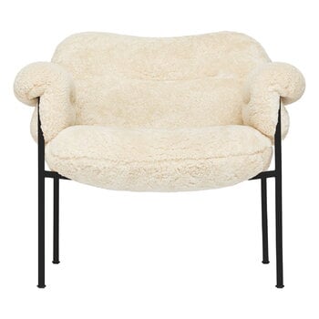 Armchairs & lounge chairs, Bollo lounge chair, Mohawi sheepskin - black, White