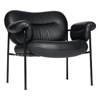 Fogia Fauteuil lounge Bollo, cuir noir - noir