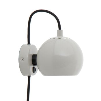 Wall lamps, Ball wall lamp, 12 cm, glossy pale grey, Gray