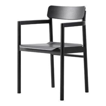 Dining chairs, Post armchair, black lacquered oak, Black