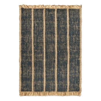 Ferm Living Athens Stripes matto, 140 x 200 cm, natural - ink blue, tuotekuva