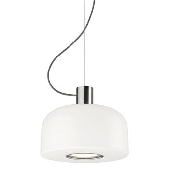Lampade a sospensione, Lampada a sospensione Bellhop Glass S1, alluminio brillante, Bianco