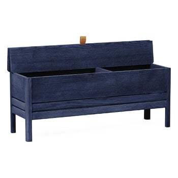 Benches, A Line storage bench, 111 cm, indigo blue stained ash, Blue
