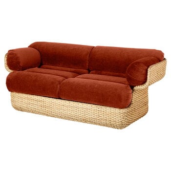 GUBI Basket 2-seater sofa, rattan - Belsuede Special FR 133