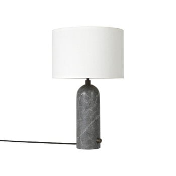 GUBI Petite lampe de table Gravity, marbre gris - blanc