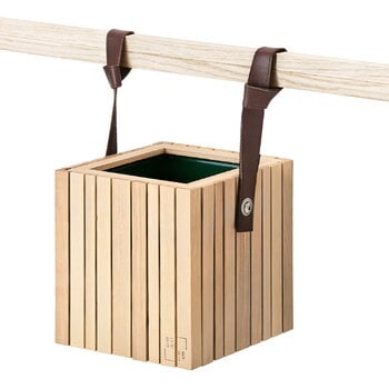 Squarely Copenhagen GrowOn planter with leather straps, oiled ash - brown leather