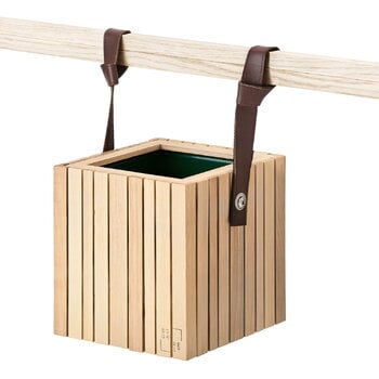 Planters & plant pots, GrowOn planter with leather straps, oiled ash - brown leather, Natural