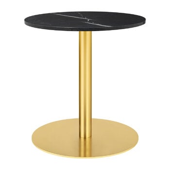GUBI GUBI 1.0 lounge table, round 60 cm, brass - black marble