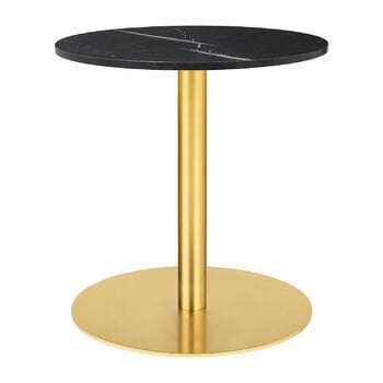 Coffee tables, GUBI 1.0 lounge table, round 60 cm, brass - black marble, Black