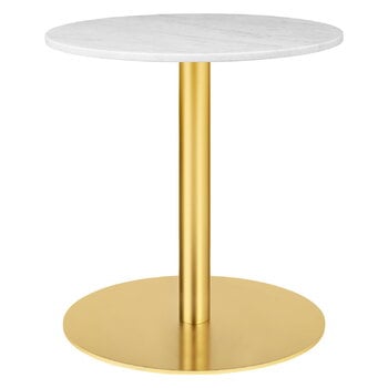 Coffee tables, GUBI 1.0 lounge table, round 60 cm, brass - white marble, White