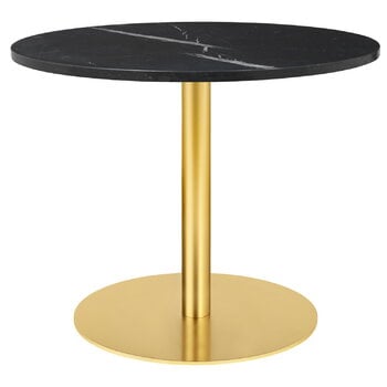 Tables basses, Table lounge ronde GUBI 1.0, 80 cm, laiton - marbre noir, Noir