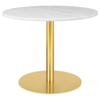 GUBI GUBI 1.0 lounge table, round 80 cm, brass - white marble, product image