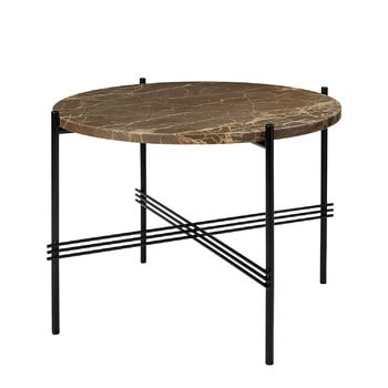 GUBI Tavolino TS, 55 cm, nero - marmo marrone