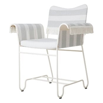 Sedie da patio, Sedia con frange Tropique, bianco classico - Leslie Stripe 20, Bianco
