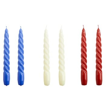 HAY Twist candles, set of 6, purple blue - offwhite - burgundy