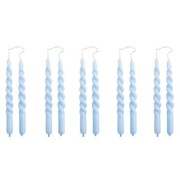 HAY Bougies Mini Swirl, 10 pièces, bleu clair
