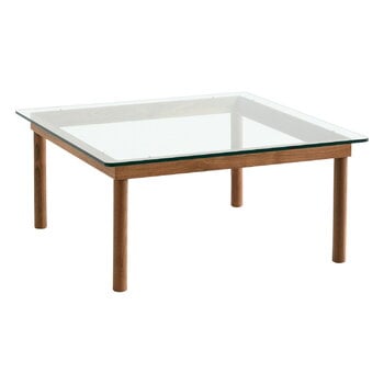 HAY Table Kofi 80 x 80 cm, noyer laqué - verre transparent
