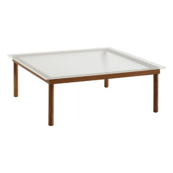 Tables basses, Table Kofi 100 x 100 cm, noyer laqué - verre strié, Marron
