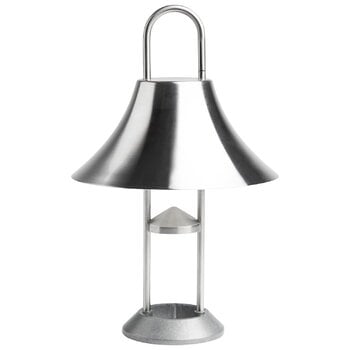 Exterior lamps, Mousqueton Portable table lamp, brushed stainless steel, Silver