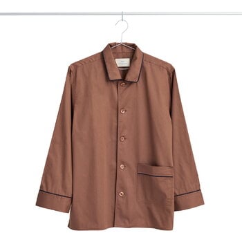 Bed linen, Outline pyjama shirt, long-sleeved, milk chocolate, Brown